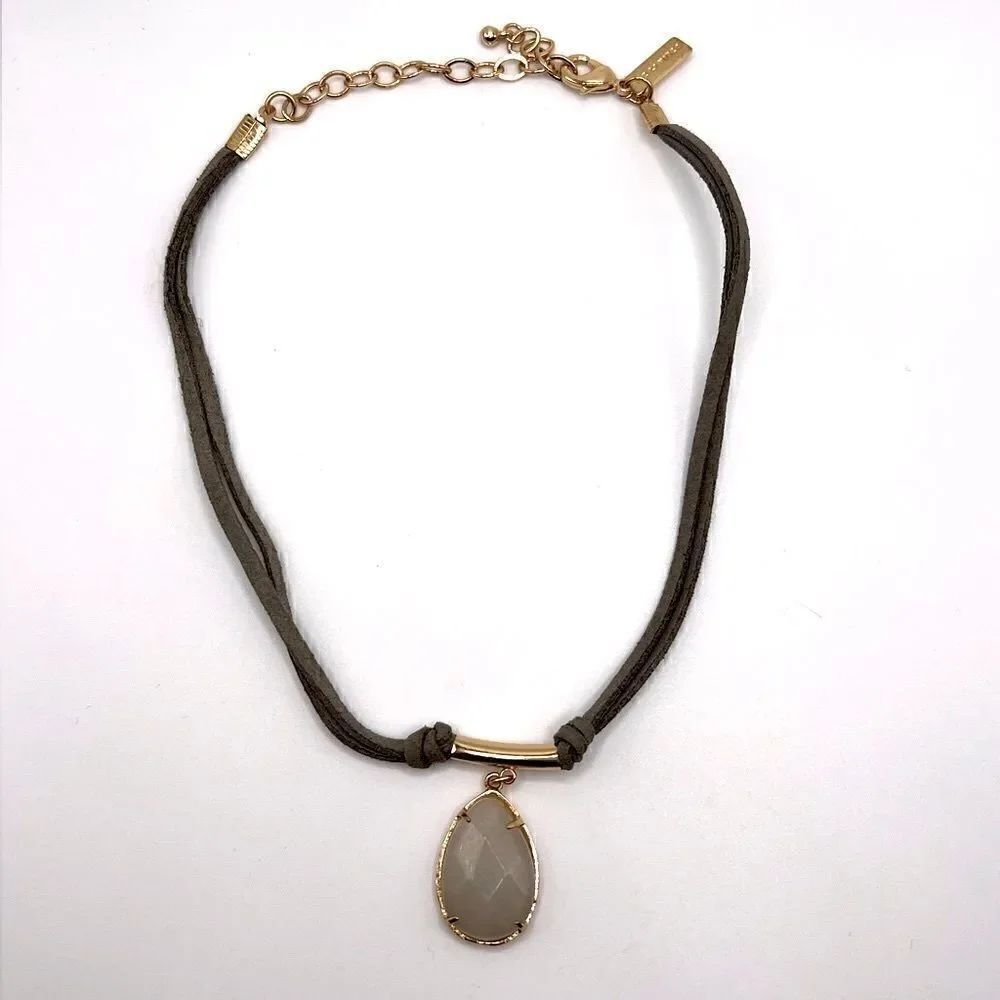 *3/$20* The Limited gray suede choker necklace w/ gold tone metal & gray stone